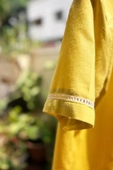Premium Mustard Yellow Cotton Blend Half Sleeve Casual Shirt