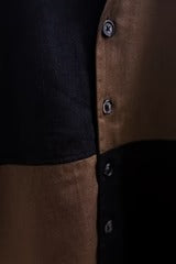 Premium Black & Brown Color Block Cotton Blend Half Sleeve Casual Shirt