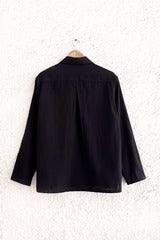 Premium Black Military Style Full Sleeve Cotton Blend Shirt