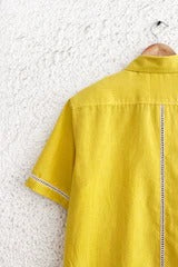 Premium Mustard Yellow Cotton Blend Half Sleeve Casual Shirt