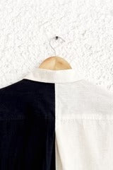 Abstract Face Art Black & White Cotton Blend Half Sleeve Casual Shirt
