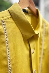 Premium Mustard Yellow Cotton Blend Half Sleeve Casual Shirt
