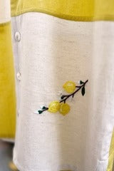 Lemon Bloom Color Block Embroidered Cotton Blend Shirt