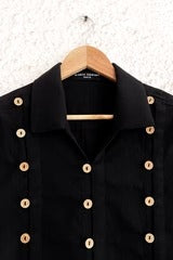 Premium Black Military Style Full Sleeve Cotton Blend Shirt