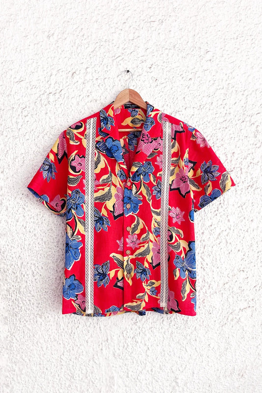 Tropical Floral Print Half Sleeve Resort Shirt