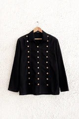 Premium Black Military Style Full Sleeve Cotton Blend Shirt