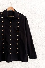 Premium Black Military Style Full Sleeve Cotton Blend Shirt