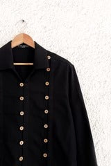 Premium Black Military Style Full Sleeve Cotton Blend Shirt