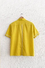 Premium Mustard Yellow Cotton Blend Half Sleeve Casual Shirt