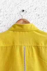 Premium Mustard Yellow Cotton Blend Half Sleeve Casual Shirt