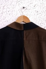 Premium Black & Brown Color Block Cotton Blend Half Sleeve Casual Shirt