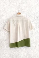 Nature Landscape Embroidered Cotton Blend Half Sleeve Casual Shirt